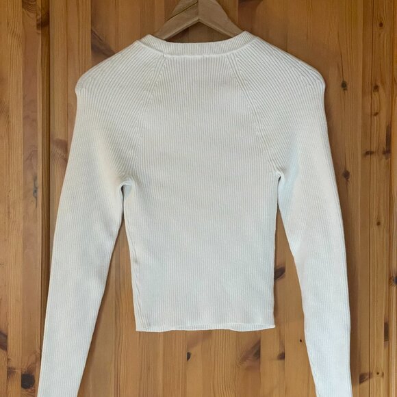 Size S Abercrombie & Fitch White Collarbone Cutout Slim Top - Picture 4 of 6